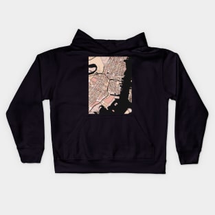 Jersey City Map Pattern in Soft Pink Pastels Kids Hoodie